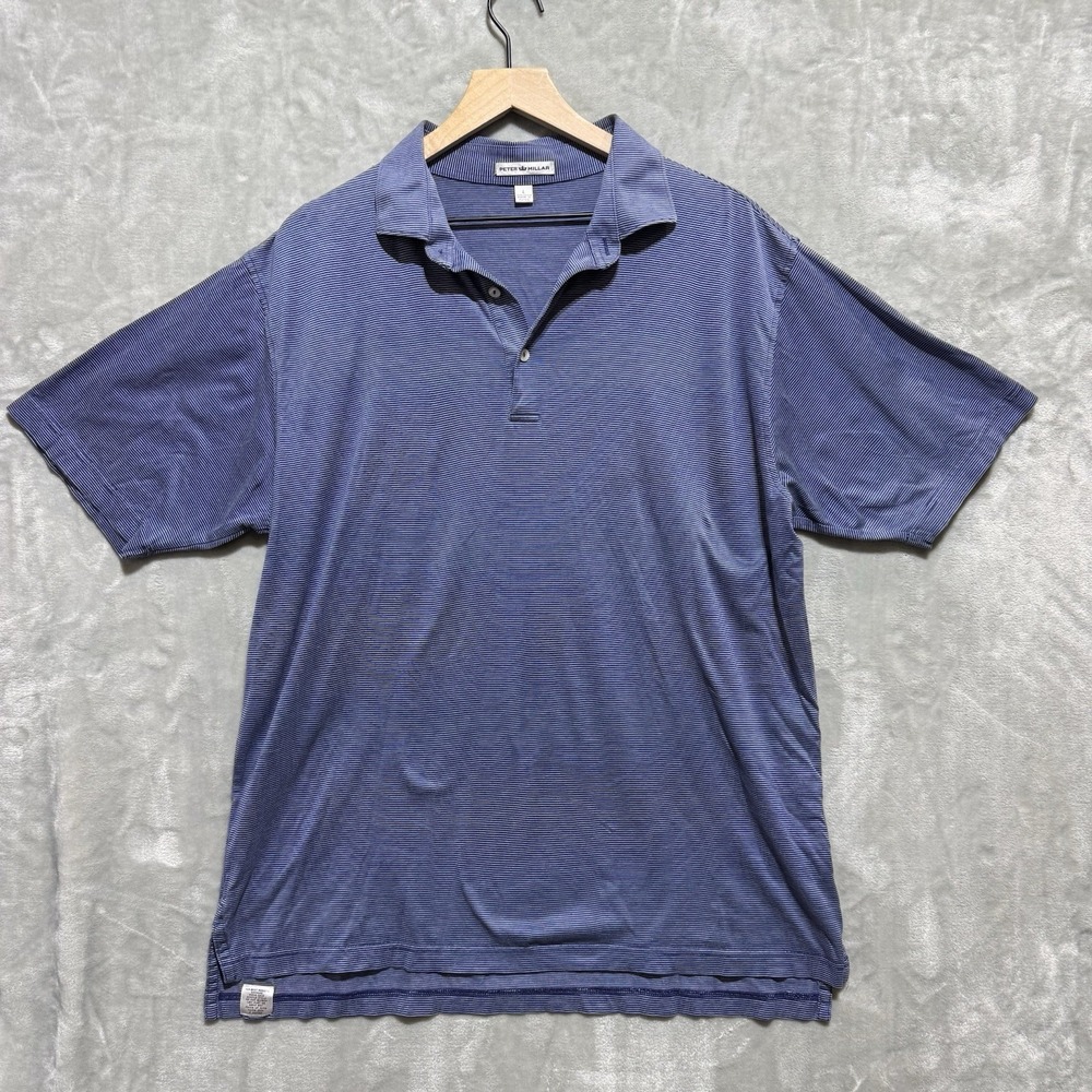Peter Millar Polo Shirt Mens Large Blue Short Sleeve Summer Comfort Performance